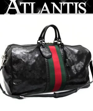Gucci GG Monogram Sherry Duffle Bag Boston Imprime Black